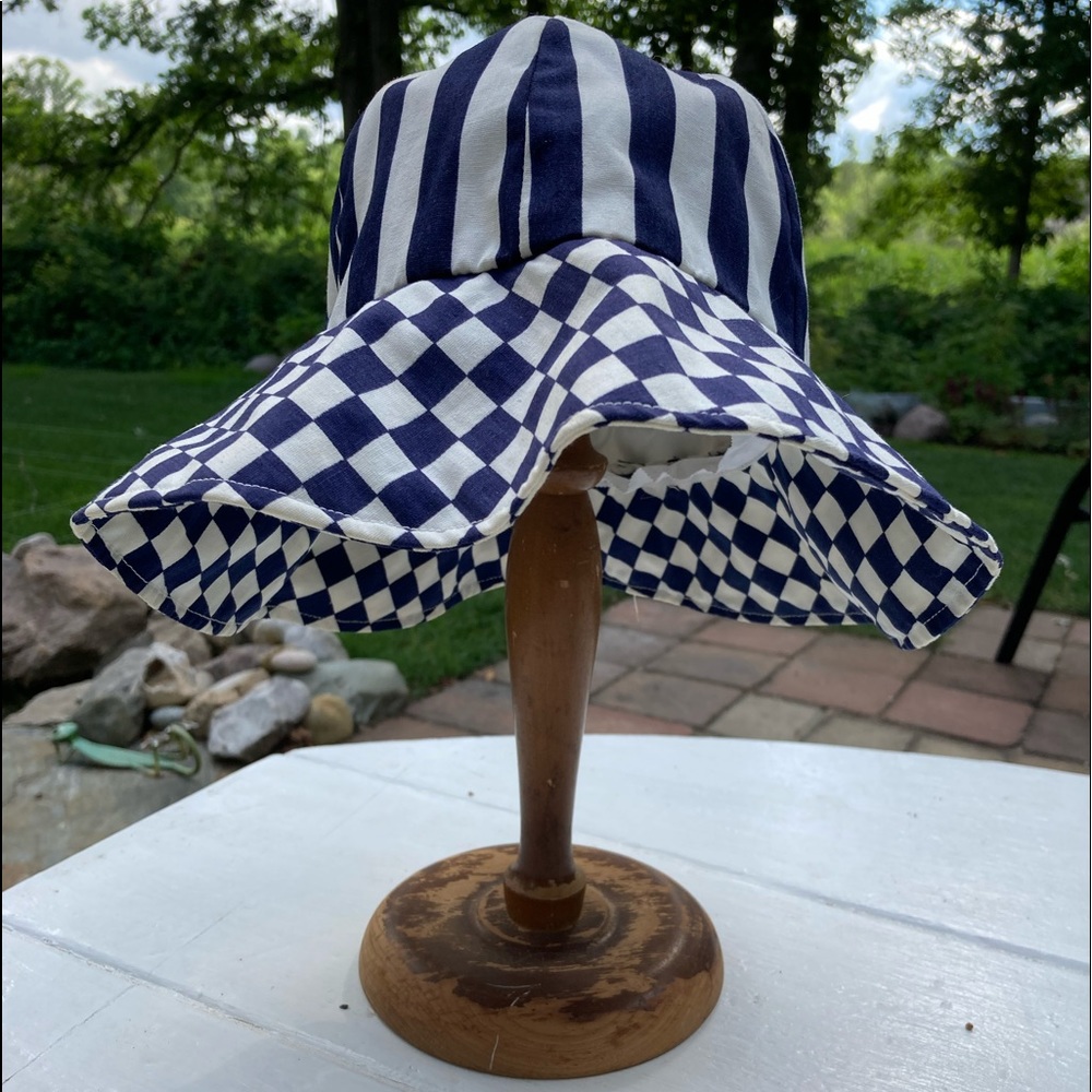 Vintage striped and checked bucket style hat
